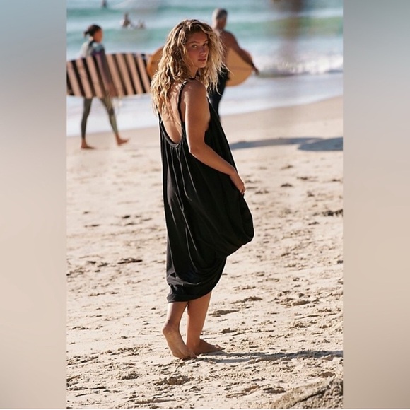 Free People Twisted Low Back Midi Dress in Black - Picture 3 of 4